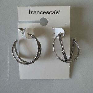 Francesca's Collections Textured Silver Hoop Earrings